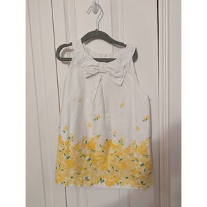 Janie & Jack White Sleeveless Top Yellow Floral Border 10